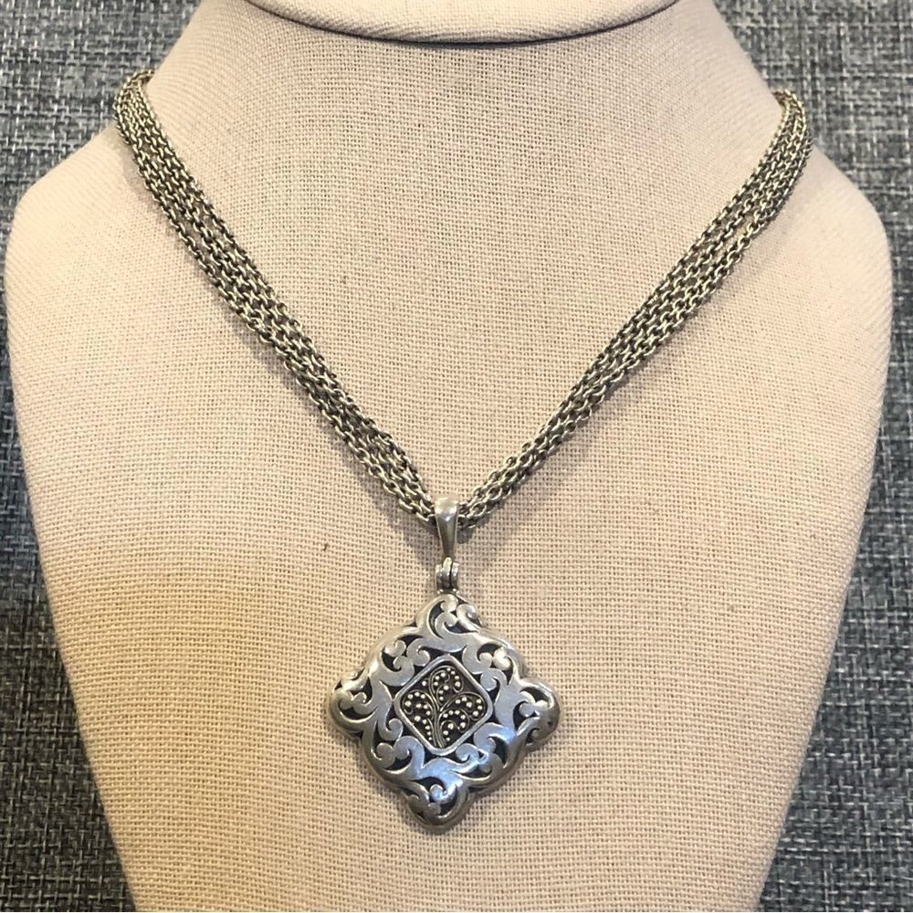 LOIS HILL Four Strand Oxidized Granulated & Cut Out Diamond Shaped Necklace